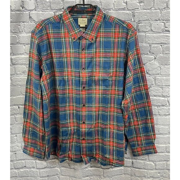 L.L. Bean Other - L.L. Bean Flannel Plaid Long Sleeve Shirt Mens XXL Traditional Fit Red Blue